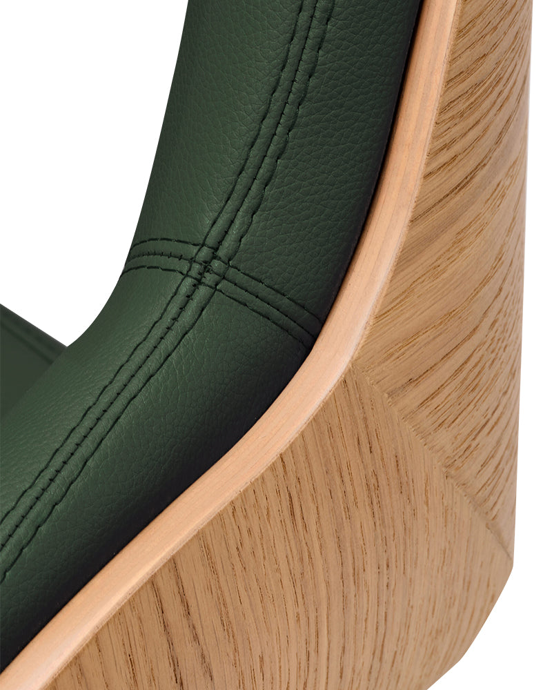 Thea Wood - Sedia da parrucchiere in legno verde con base a stella cromata